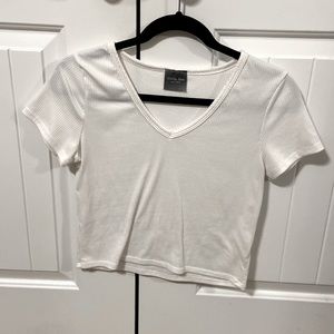 Olivia Rae white ribbed crop top
